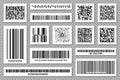 Set of product barcodes and QR codes. Identification tracking code. Serial number, product ID with digital information Royalty Free Stock Photo