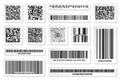 Set of product barcodes and QR codes. Identification tracking code. Serial number, product ID with digital information Royalty Free Stock Photo