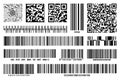 Set of product barcodes and QR codes. Identification tracking code. Serial number, product ID with digital information Royalty Free Stock Photo