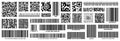 Set of product barcodes and QR codes. Identification tracking code. Serial number, product ID with digital information Royalty Free Stock Photo