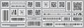 Set of product barcodes and QR codes. Identification tracking code. Serial number, product ID with digital information