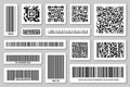Set of product barcodes and QR codes. Identification tracking code. Serial number, product ID with digital information Royalty Free Stock Photo