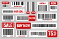 Set of product barcodes. Special offer, sale stickers, shopping discount label or promotional badge. Serial number