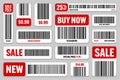 Set of product barcodes. Special offer, sale stickers, shopping discount label or promotional badge. Serial number