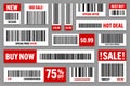 Set of product barcodes. Special offer, sale stickers, shopping discount label or promotional badge. Serial number