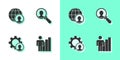 Set Productive human, Globe and people, Head hunting and Magnifying glass for search icon. Vector