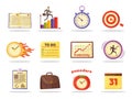 Set of Productivity Time Management Colored Icons