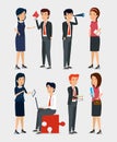 Set professional businesspeople teamwork strategy plan