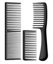 Set of professional combs and massage brushes for hair. Individual items for combing Hairbrushes for home hairdressing salons and