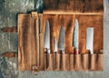 Set of professional cook tools. Special case of cook knives.