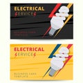 Set of professional electrician business card template. Vector e