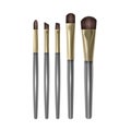 Set of Professional Makeup Brushes for EyeShadow Brow Brushes with gray Handles Isolated on White Background, Vector EPS 10 format