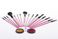 Set of professional pink make-up brushes Royalty Free Stock Photo