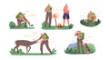 Set Professional Ranger Forester Characters Manage And Protect Forest Resources. Maintain Forest Health