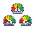 Set of Professional Skill Level Assessment Meters Vector Illustration with Proficiency Indicators