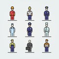 Set of professions icons avatar simple flat style illustration Royalty Free Stock Photo