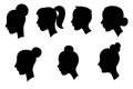 Set of profile portraits. Young women with different hairstyles Royalty Free Stock Photo
