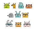 Set programming coding wild domestic animals in cartoon comic style vibrant colors print poster card banner