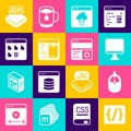 Set Programming language syntax, Computer mouse, monitor screen, Cloud technology data transfer, Software, Browser files Royalty Free Stock Photo