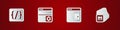 Set Programming language syntax, Debugging, Software and Processor icon. Vector
