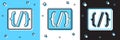 Set Programming language syntax icon isolated on blue and white, black background. Syntax programming file system Royalty Free Stock Photo
