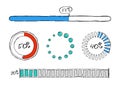 Set of progress bars in pencil drawn design Royalty Free Stock Photo