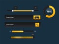 Set of progress bars with percentages. Loader and preload circle ui indicator. Royalty Free Stock Photo