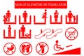 Set of Prohibited Sign at Escalator or Travelator