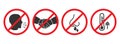 Set of prohibiting icons. No cough, no handshake, no runny nose, no fever Royalty Free Stock Photo