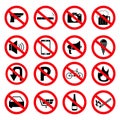 Set of the prohibition signs of icons Royalty Free Stock Photo