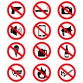 Set of the prohibition signs of icons Royalty Free Stock Photo