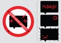 Set 4 prohibition signs of stop hate speech. Protest symbols. Isolated icons of stop social negative word concept. Vector