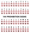 Set of Prohibition Signs. Vector Illustration Royalty Free Stock Photo