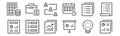 Set of 12 project management icons. outline thin line icons such as research, presentation, creative plan, test, team, project