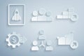 Set Project team base, Financial growth, Gear with dollar, Users group and Startup project concept icon. Vector Royalty Free Stock Photo