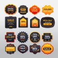 set promo stickers hot sale best price icons online shopping tags special offer promotion discount coupons collection Royalty Free Stock Photo