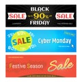 Set of promotion sale discount web banner for Black Friday Cyber Monday Festive Season in vector