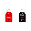 Set of promotion sale price tag label template with black and red color design vector , discount, sale 50 Royalty Free Stock Photo