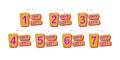 Set of promotional badges with 1, 2, 3, 4, 5, 6, 7 number of days left sign.