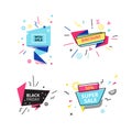 Set of promotional stickers, banners, discount labels. Mega sale, offers. Royalty Free Stock Photo