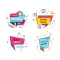 Set of promotional stickers, banners, discount labels, offers, best price. Royalty Free Stock Photo