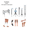 Set of Prosthetic, Crutch and Wrist and Knee Support