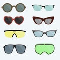 Set of protective glasses of various shapes.