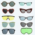 Set of protective glasses of various shapes.