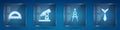 Set Protractor, Microscope, Drawing compass and Tie. Square glass panels. Vector Royalty Free Stock Photo
