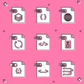 Set PSD file document, CSS, HTML, GIF, WAV, JS and XML icon. Vector Royalty Free Stock Photo