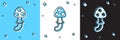 Set Psilocybin mushroom icon isolated on blue and white, black background. Psychedelic hallucination. Vector