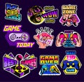 Set of psychedelic game logos with text Royalty Free Stock Photo