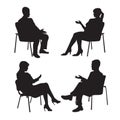 Set of psychologist and the client. Psychotherapy. Psycho therapeutic session. Psychological counseling. Man woman Royalty Free Stock Photo