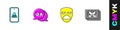 Set Psychologist online, Question and Answer, Drama theatrical mask and Rorschach test icon. Vector